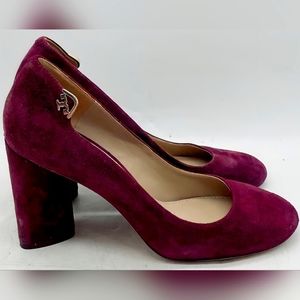 Tory Burch Elizabeth 85mm Round Toe Pump Suede Burgundy